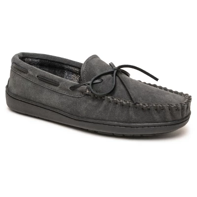 Minnetonka Men's Suede Plaid Lined Hardsole Moccasin Slippers - Image 5