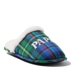 Dearfoams Men's Papa Bear Plaid Scuff Slipper