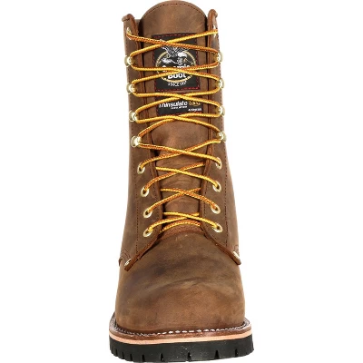 Men's Brown Georgia Boot Steel Toe Waterproof 400G Insulated Logger Work Boot Size 9(Wide) - Image 2