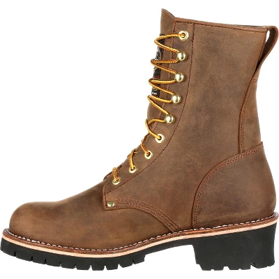 Men's Brown Georgia Boot Steel Toe Waterproof 400G Insulated Logger Work Boot Size 9(Wide) - Image 4