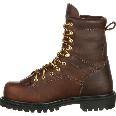 Men's Brown Georgia Boot Lace-to-Toe Steel Toe Waterproof Work Boot Size 12(Wide) - Image 4