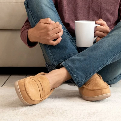 Isotoner Men's Microsuede Round Essentials Slippers - Cognac - Image 4