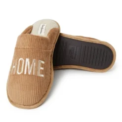Dearfoams Men's Tanner Home Body Embroidered Ribbed Scuff Slipper