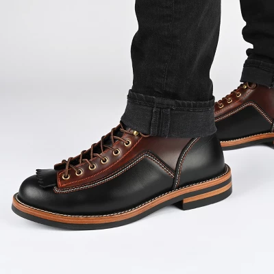 TAFT 365 Men's Model 007 Rugged Lace-up Boot In Black/Cherry - Image 8