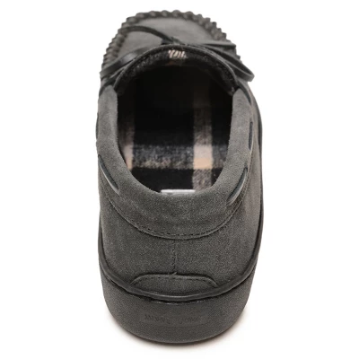 Minnetonka Men's Suede Plaid Lined Hardsole Moccasin Slippers - Image 3