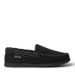 Dearfoams Men's Eli Microsuede Moccasin Slipper With Whipstitch