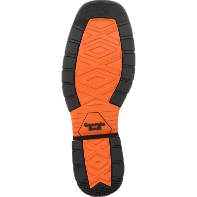 Men's Brown Georgia Boot Carbo-Tec LT Steel Toe Waterproof Pull On Work Boot Size 8(Wide)