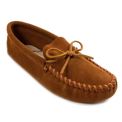Minnetonka Men's Leather Laced Softsole Moccasin Slippers - Image 5